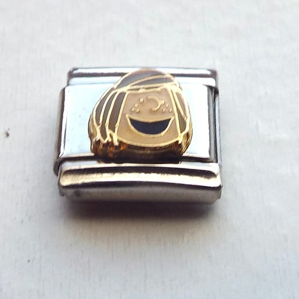 Enamel Peppermint Patty 9mm stainless steel Italian charm bracelet link new